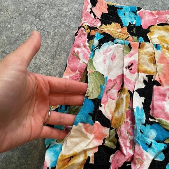 Vintage 80s Bugle Boy Anchor Blue Floral High Waisted Mom Shorts Womens Medium - Picture 5 of 12